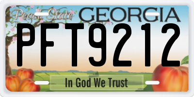 GA license plate PFT9212