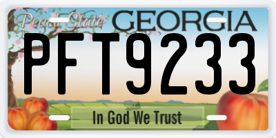 GA license plate PFT9233