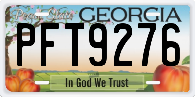 GA license plate PFT9276