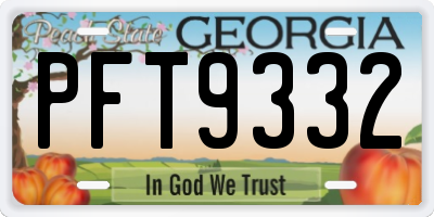 GA license plate PFT9332