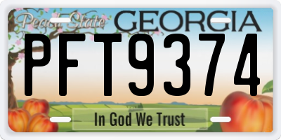 GA license plate PFT9374