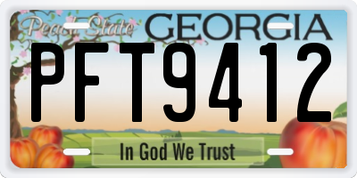 GA license plate PFT9412