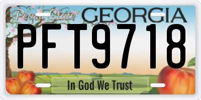 GA license plate PFT9718