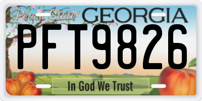 GA license plate PFT9826