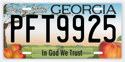 GA license plate PFT9925