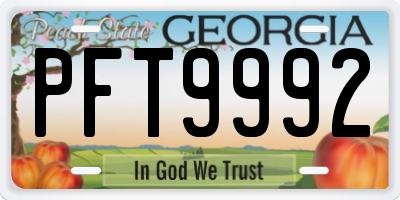 GA license plate PFT9992