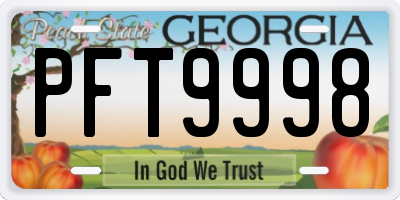 GA license plate PFT9998