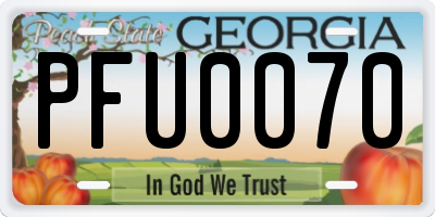 GA license plate PFU0070