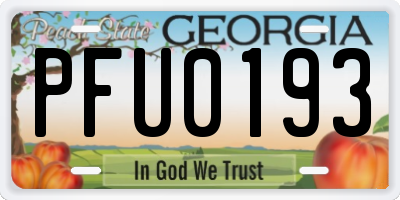 GA license plate PFU0193
