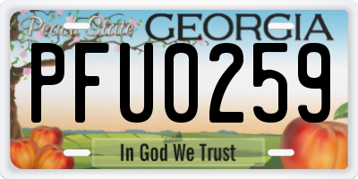GA license plate PFU0259