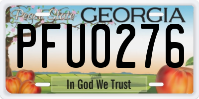 GA license plate PFU0276