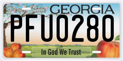 GA license plate PFU0280