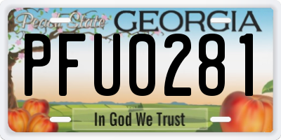 GA license plate PFU0281