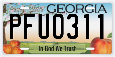 GA license plate PFU0311