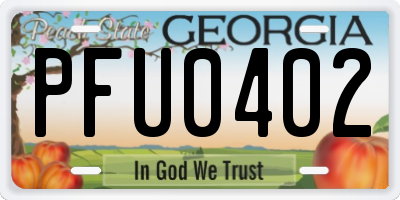 GA license plate PFU0402