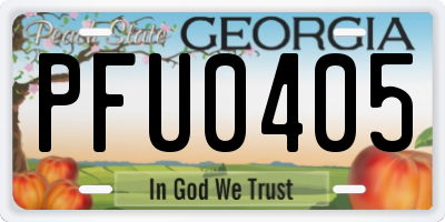 GA license plate PFU0405
