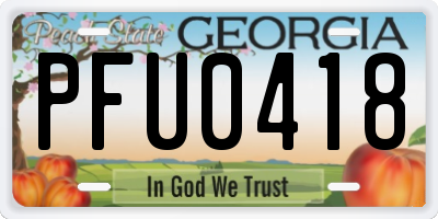 GA license plate PFU0418