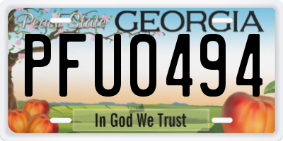 GA license plate PFU0494