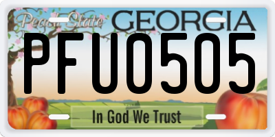 GA license plate PFU0505