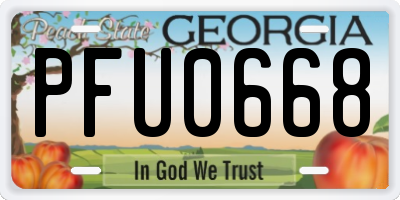 GA license plate PFU0668