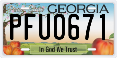 GA license plate PFU0671
