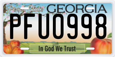 GA license plate PFU0998