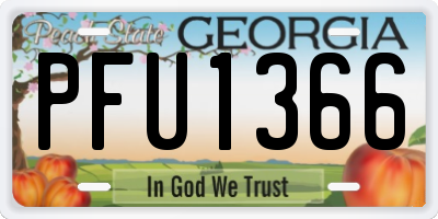 GA license plate PFU1366