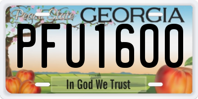 GA license plate PFU1600