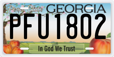 GA license plate PFU1802