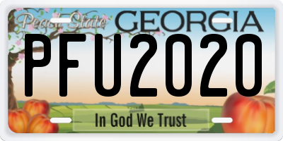 GA license plate PFU2020