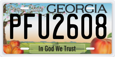 GA license plate PFU2608