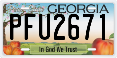 GA license plate PFU2671