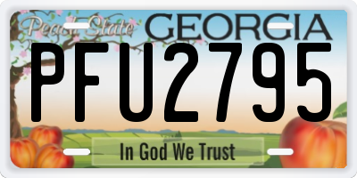 GA license plate PFU2795
