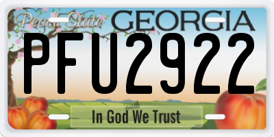 GA license plate PFU2922