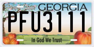 GA license plate PFU3111