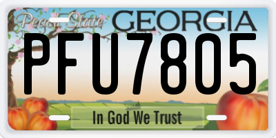 GA license plate PFU7805