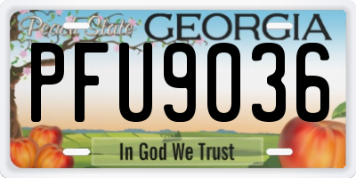 GA license plate PFU9036