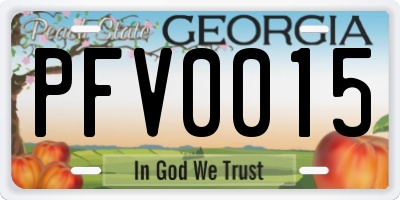 GA license plate PFV0015
