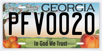 GA license plate PFV0020