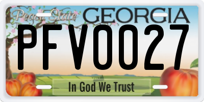 GA license plate PFV0027