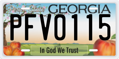 GA license plate PFV0115