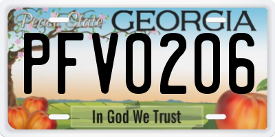 GA license plate PFV0206