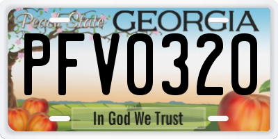 GA license plate PFV0320