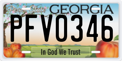 GA license plate PFV0346