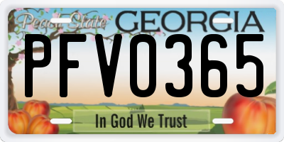 GA license plate PFV0365