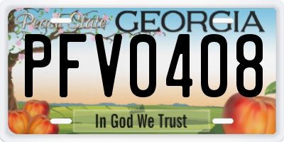 GA license plate PFV0408