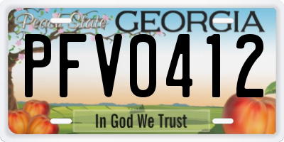 GA license plate PFV0412