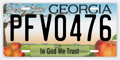 GA license plate PFV0476