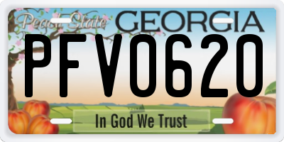 GA license plate PFV0620