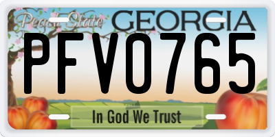 GA license plate PFV0765